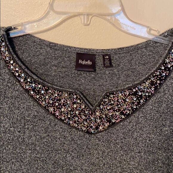 Rafaella 3/4 Sleeve Jeweled Neck Pullover - Picture 3 of 5